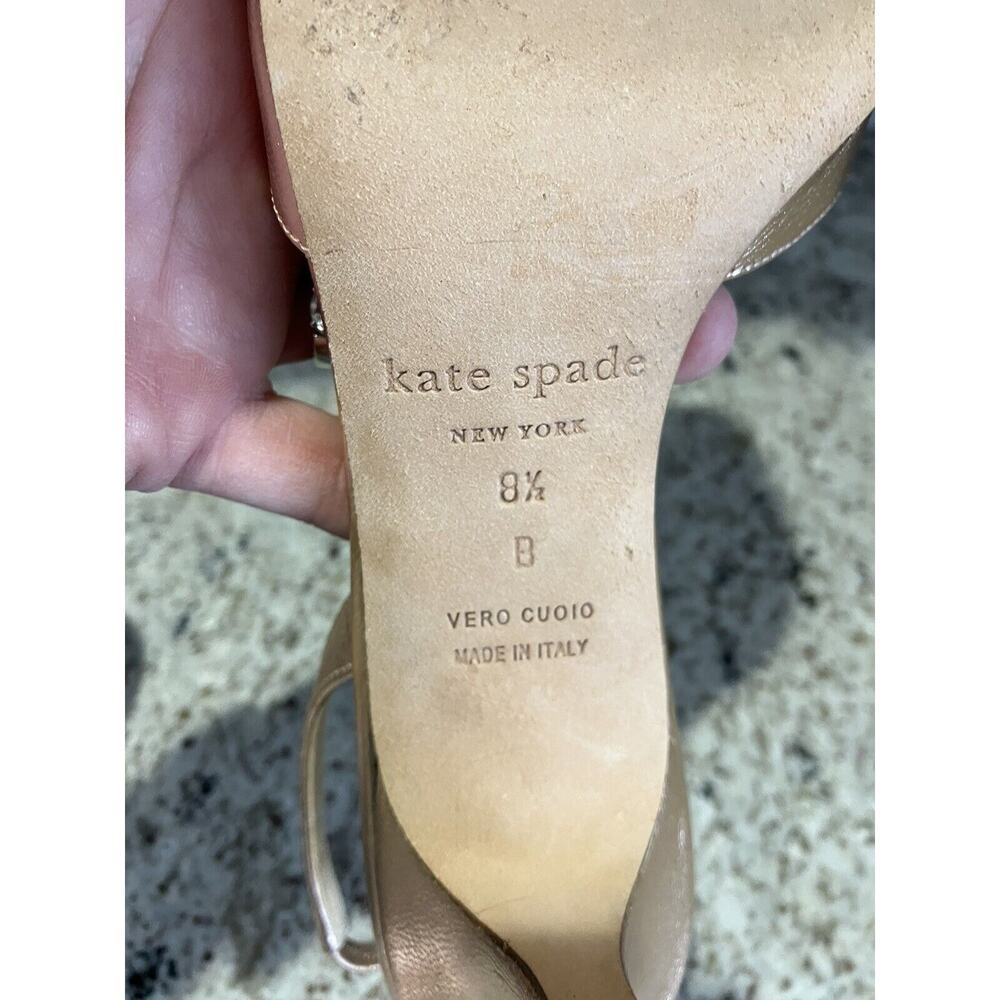 KATE SPADE Rose Gold Sling Back Open Toe Bow Pump Bow Size 8.5 - Picture 8 of 8